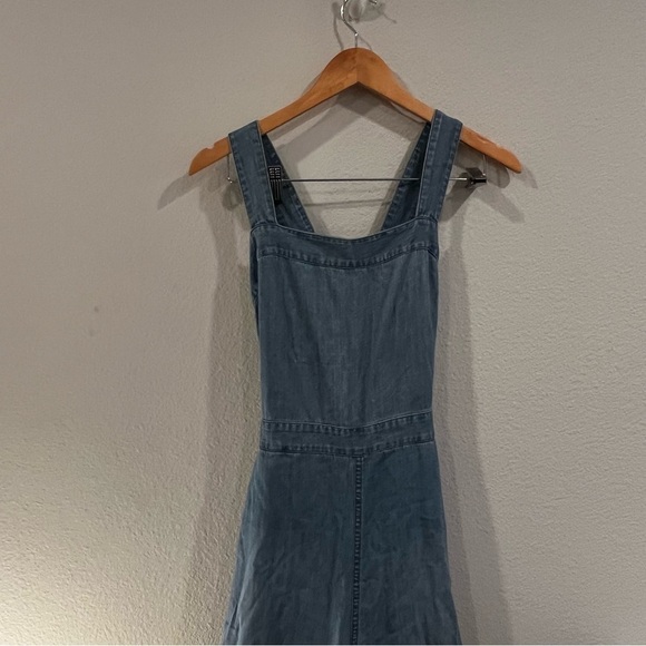 Madewell Denim Apron Bow-Back Jumpsuit natural fiber cotton size 6 - Picture 3 of 14